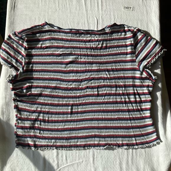 American Eagle Women’s Short Sleeve Screw Neck Crop Top size XL, Red & Gray - Picture 7 of 7